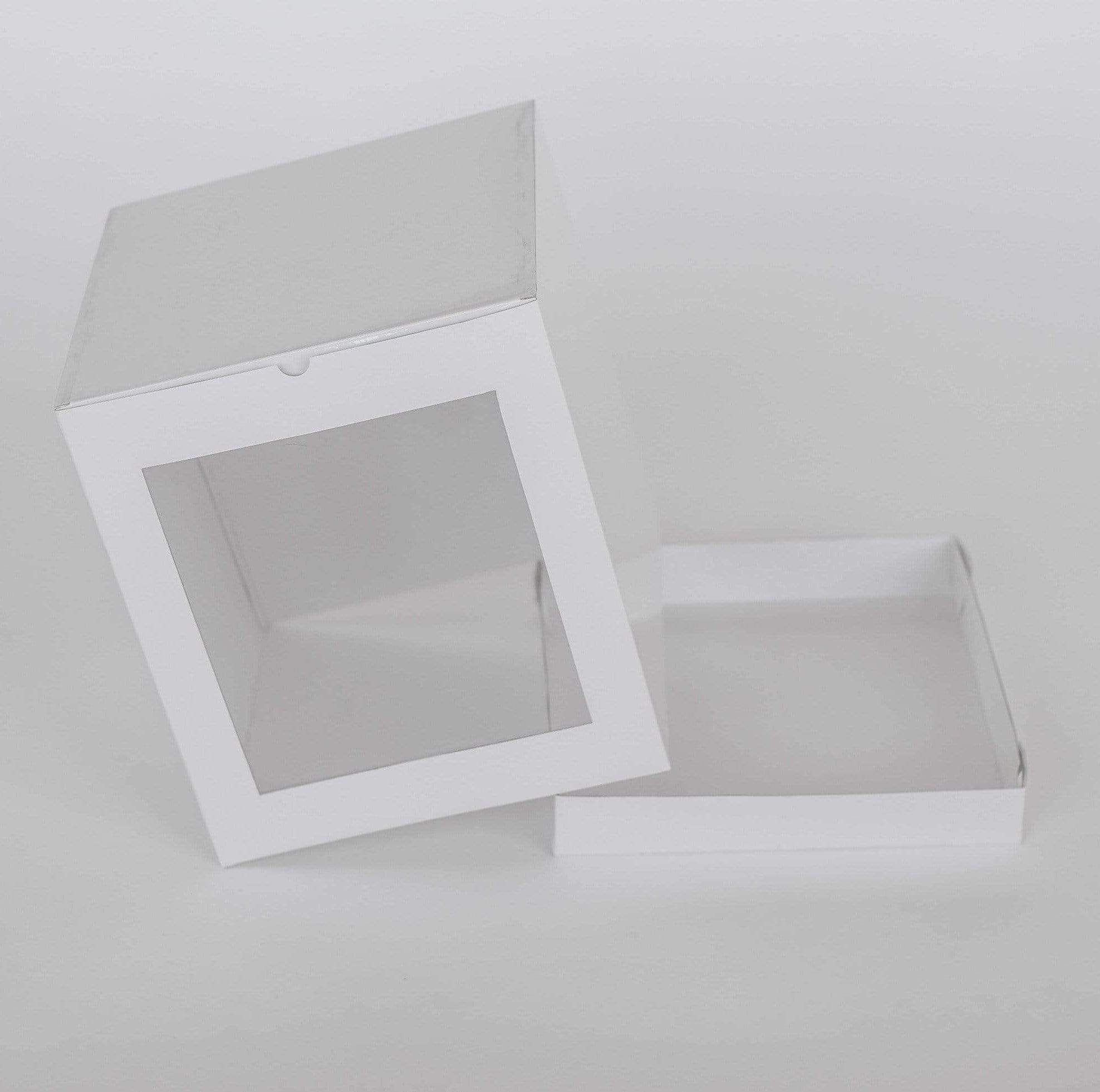 12” x 12” x 14” Tall Height Cake Box with Front Clear Window - Gloss White