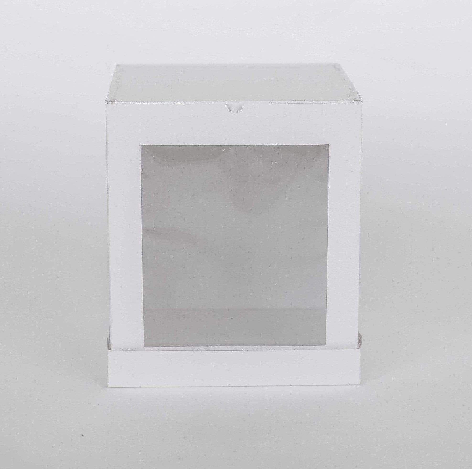 12” x 12” x 14” Tall Height Cake Box with Front Clear Window - Gloss White