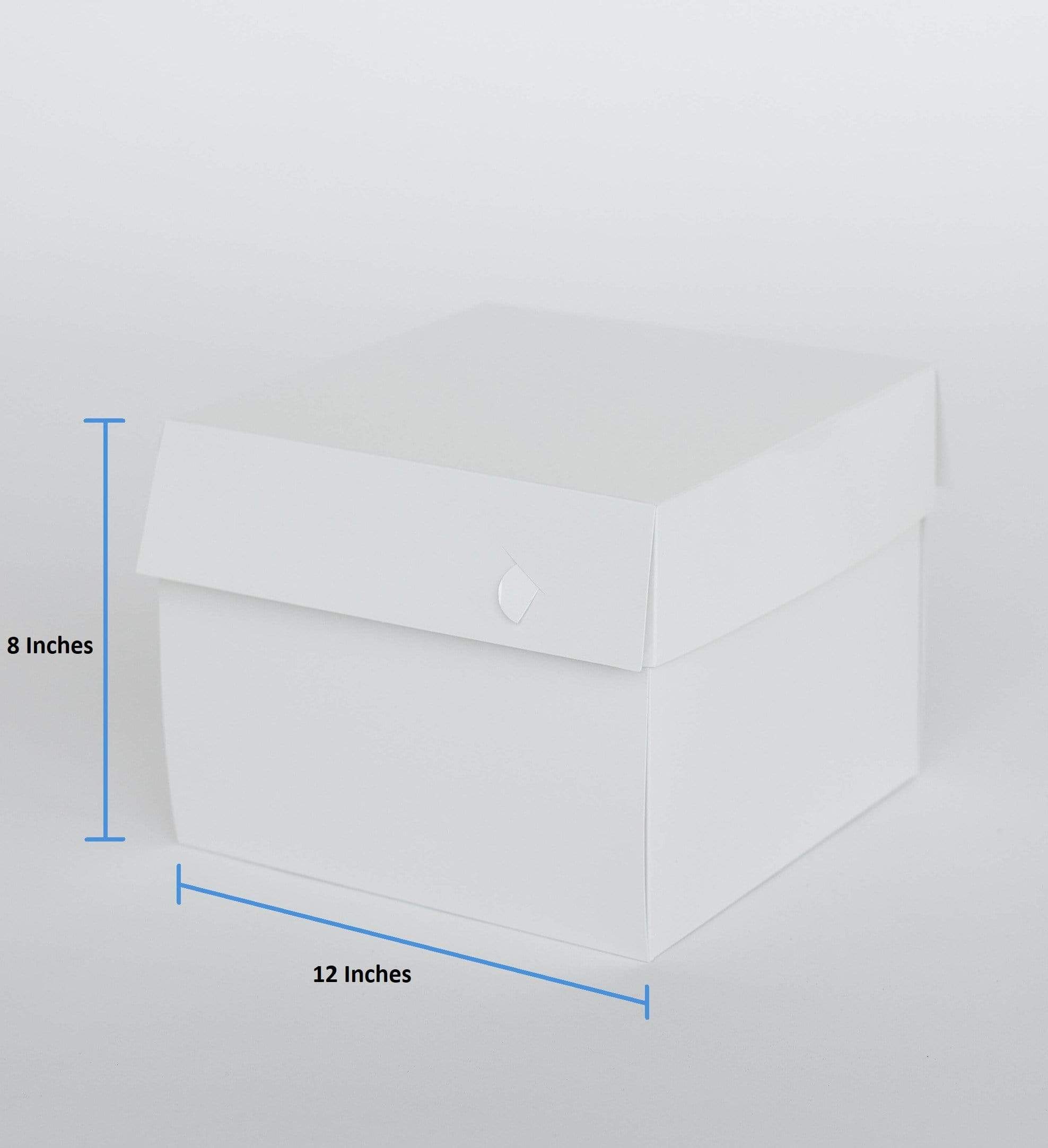 12” x 12” x 8” Standard Height Cake Dessert Box with Top Cover - Gloss White