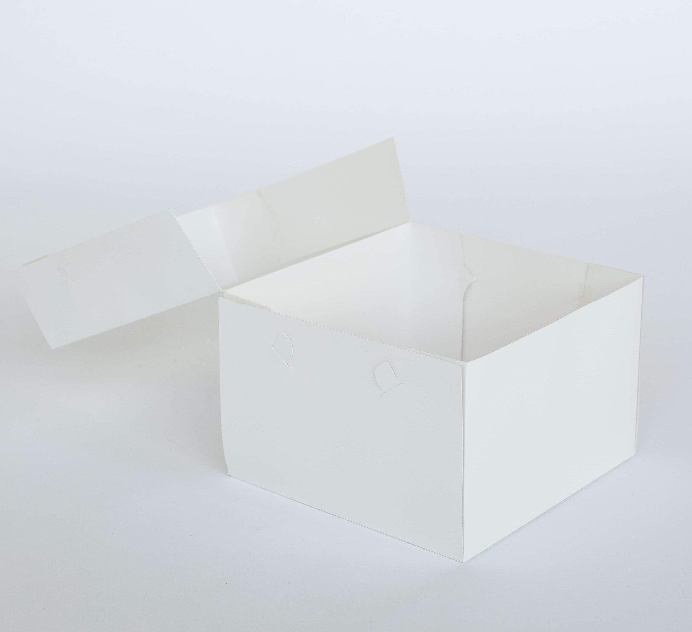12” x 12” x 8” Standard Height Cake Dessert Box with Top Cover - Gloss White