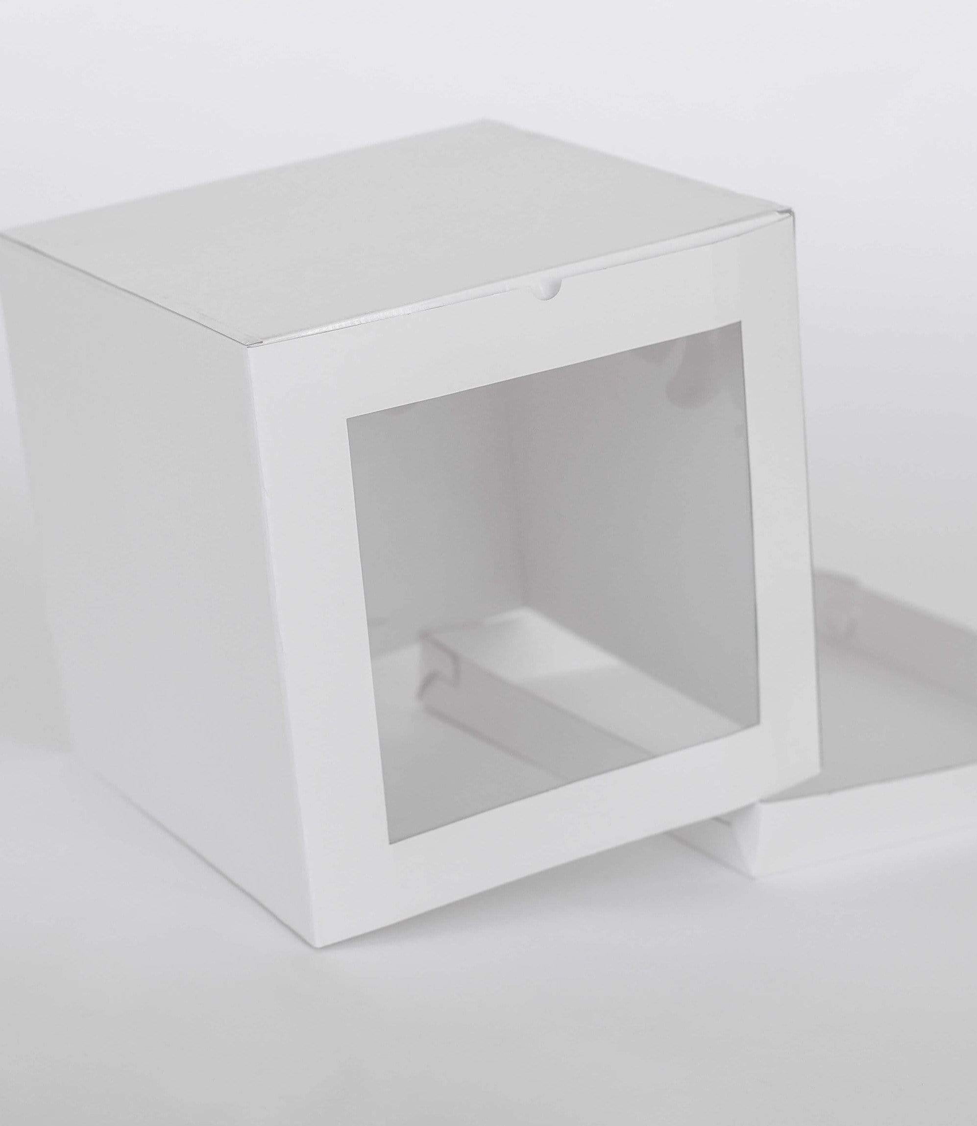 14” x 14” x 14” Tall Height Cake Box with Front Clear Window - Gloss White
