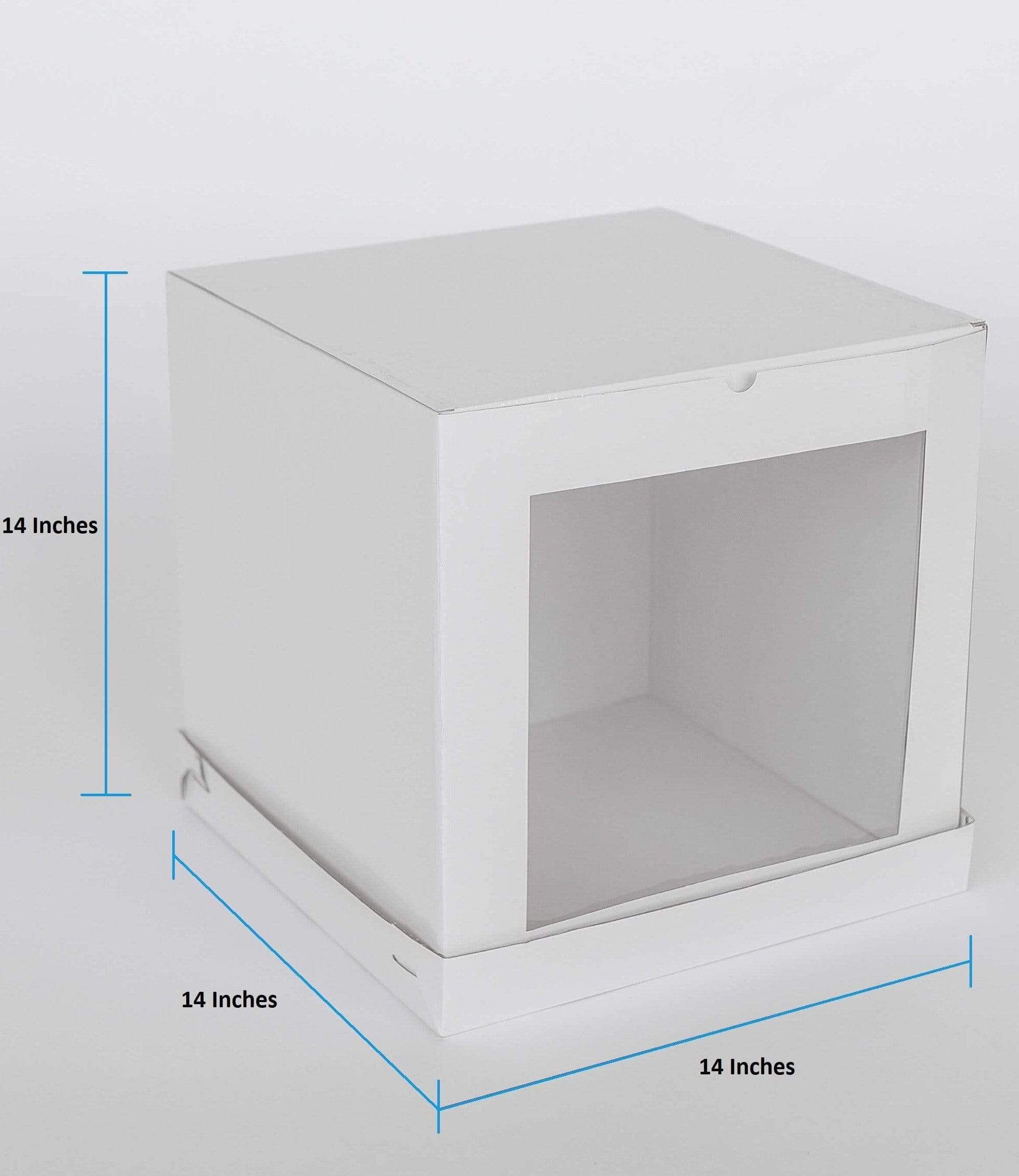 14” x 14” x 14” Tall Height Cake Box with Front Clear Window - Gloss White