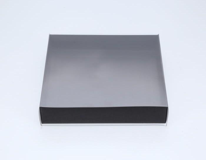 15.5 x 15.5 x 3cm Small Cookie Dessert Box with Clear Slide Cover - Black Designer Range