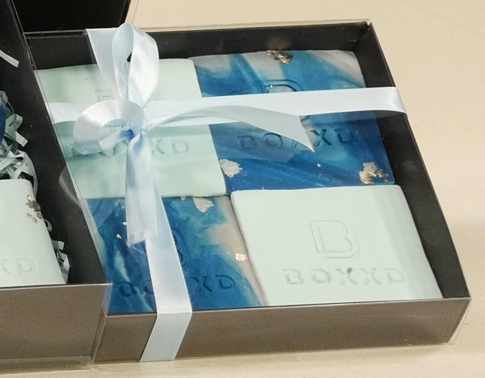15.5 x 15.5 x 3cm Small Cookie Dessert Box with Clear Slide Cover - Black Designer Range