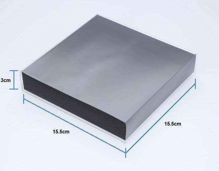 15.5 x 15.5 x 3cm Small Cookie Dessert Box with Clear Slide Cover - Black Designer Range