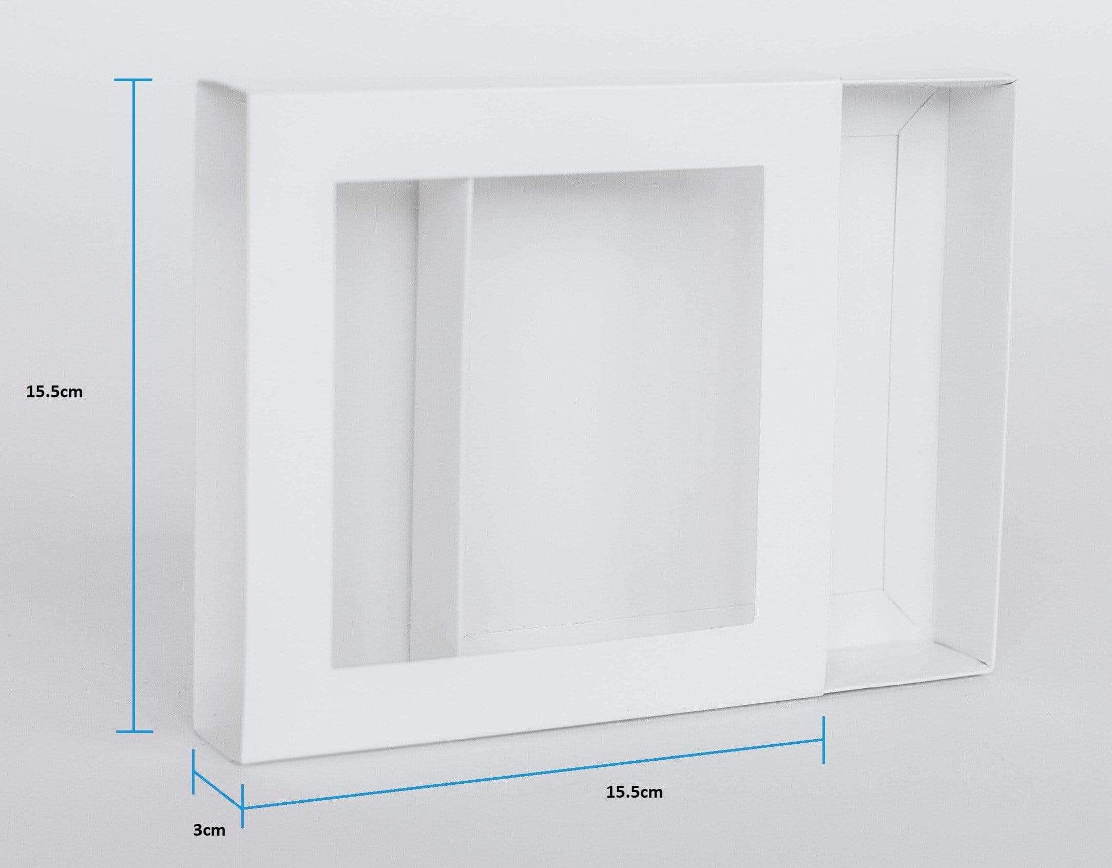 15.5 x 15.5 x 3cm Small Cookie Dessert Box with Slide Cover & Clear Window - Gloss White