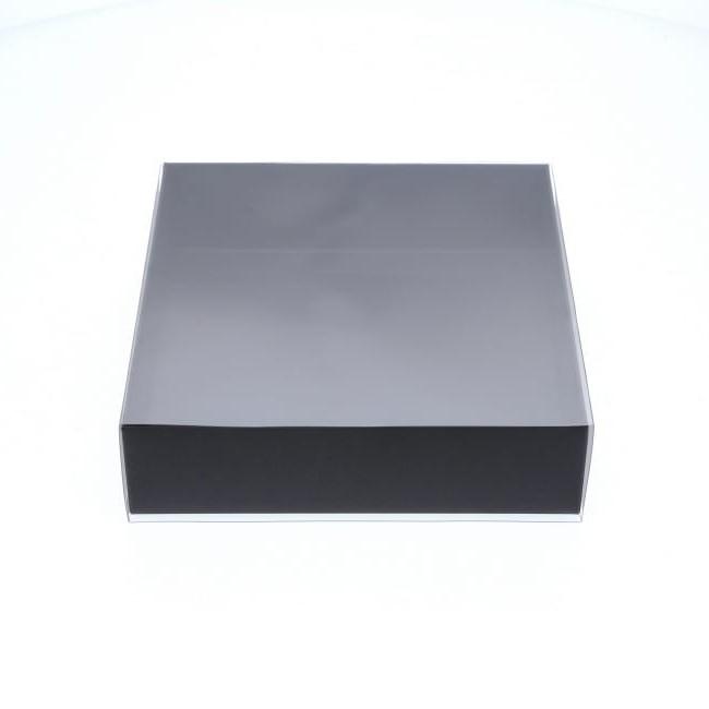 18 x 18 x 5cm Medium Cookie Dessert Box with Clear Slide Cover - Black Designer Range