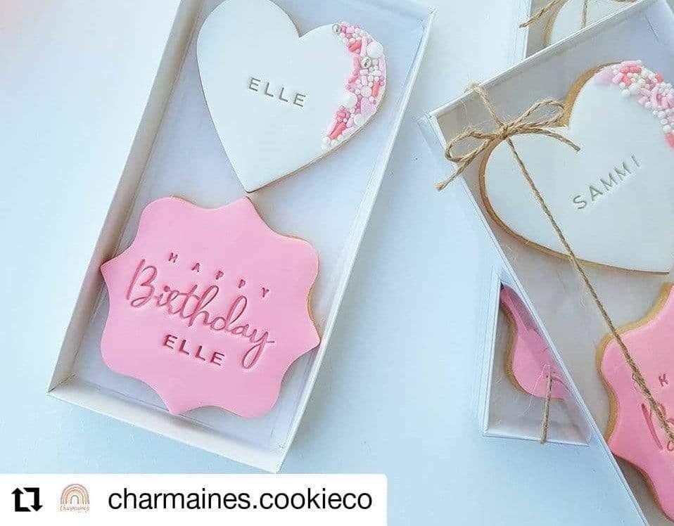 18 x 9 x 2cm Twin Cookie Dessert Box with Clear Slide Cover - Gloss White