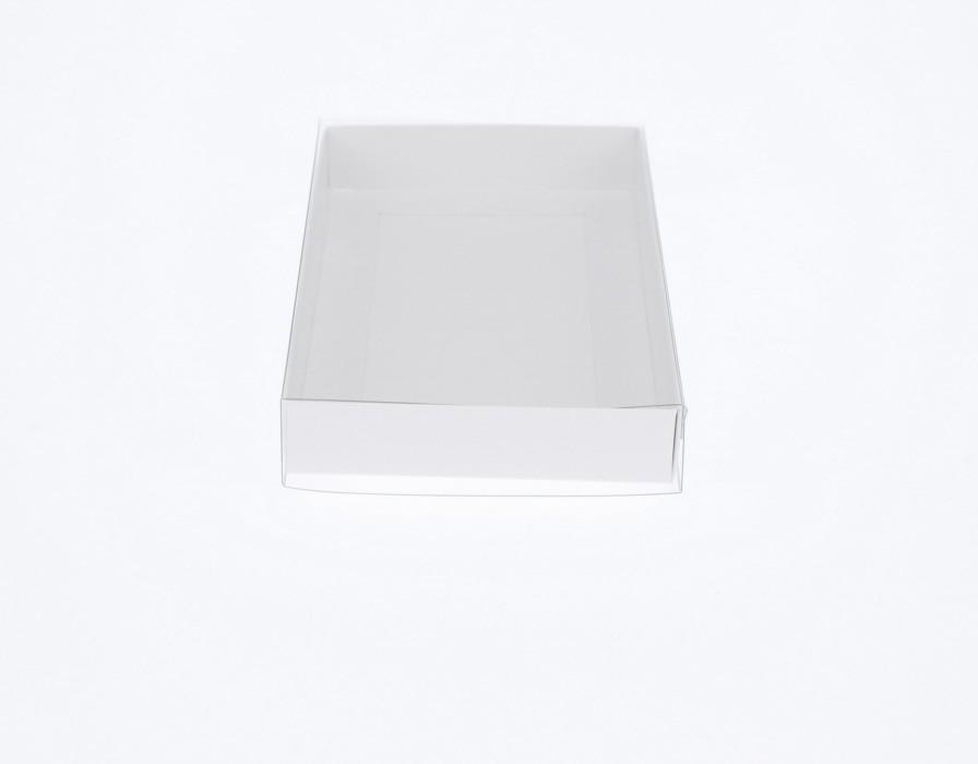 18 x 9 x 2cm Twin Cookie Dessert Box with Clear Slide Cover - Gloss White