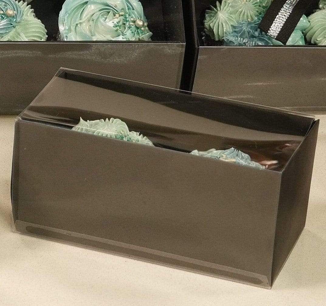 2 Regular Cupcake Boxes with Clear Slide Cover - Black Designer Range