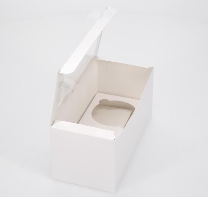 2 Regular Cupcake Boxes with Clear Window - Gloss White
