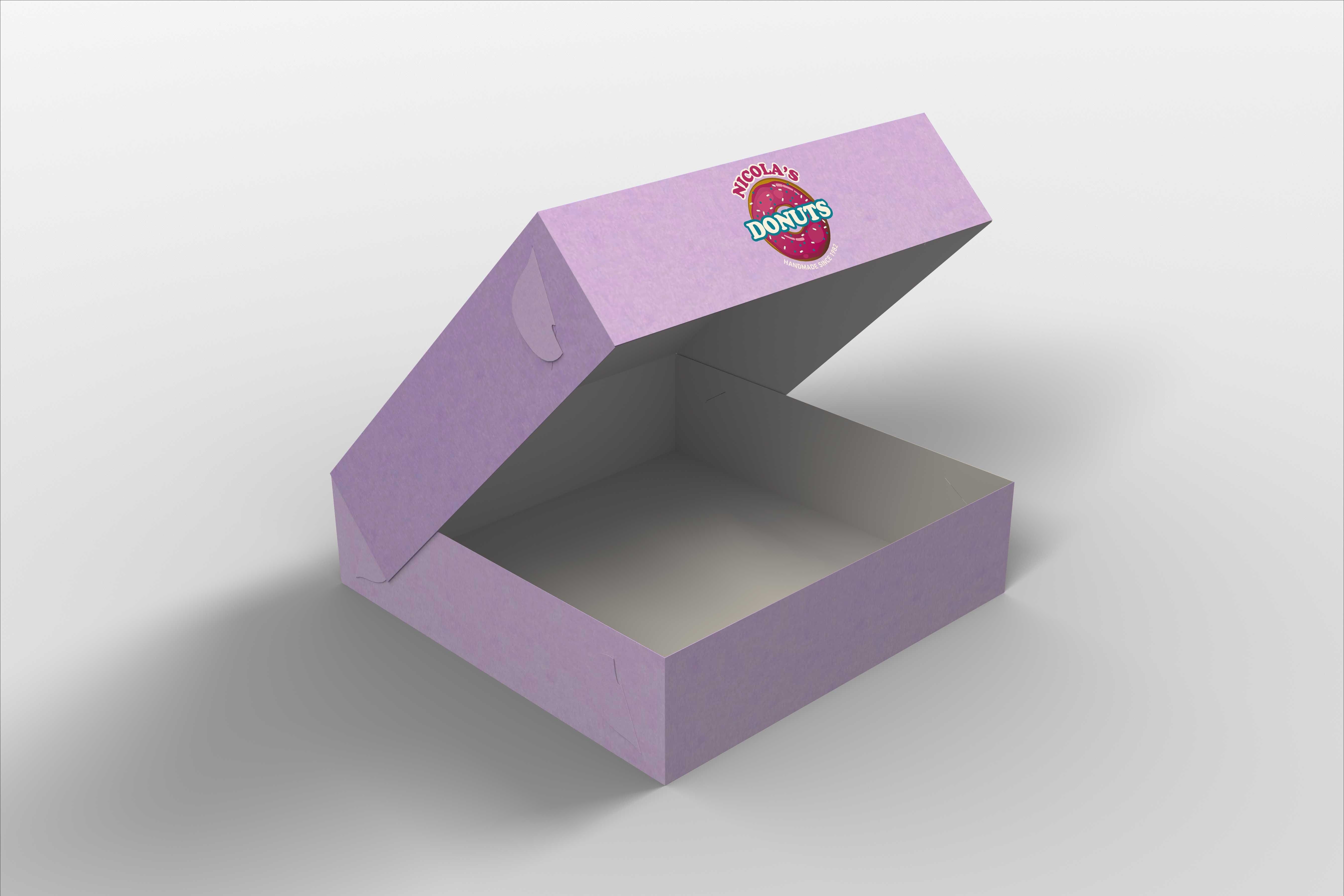 21 x 21 x 8.5cm Custom Branded 4 Donut Box