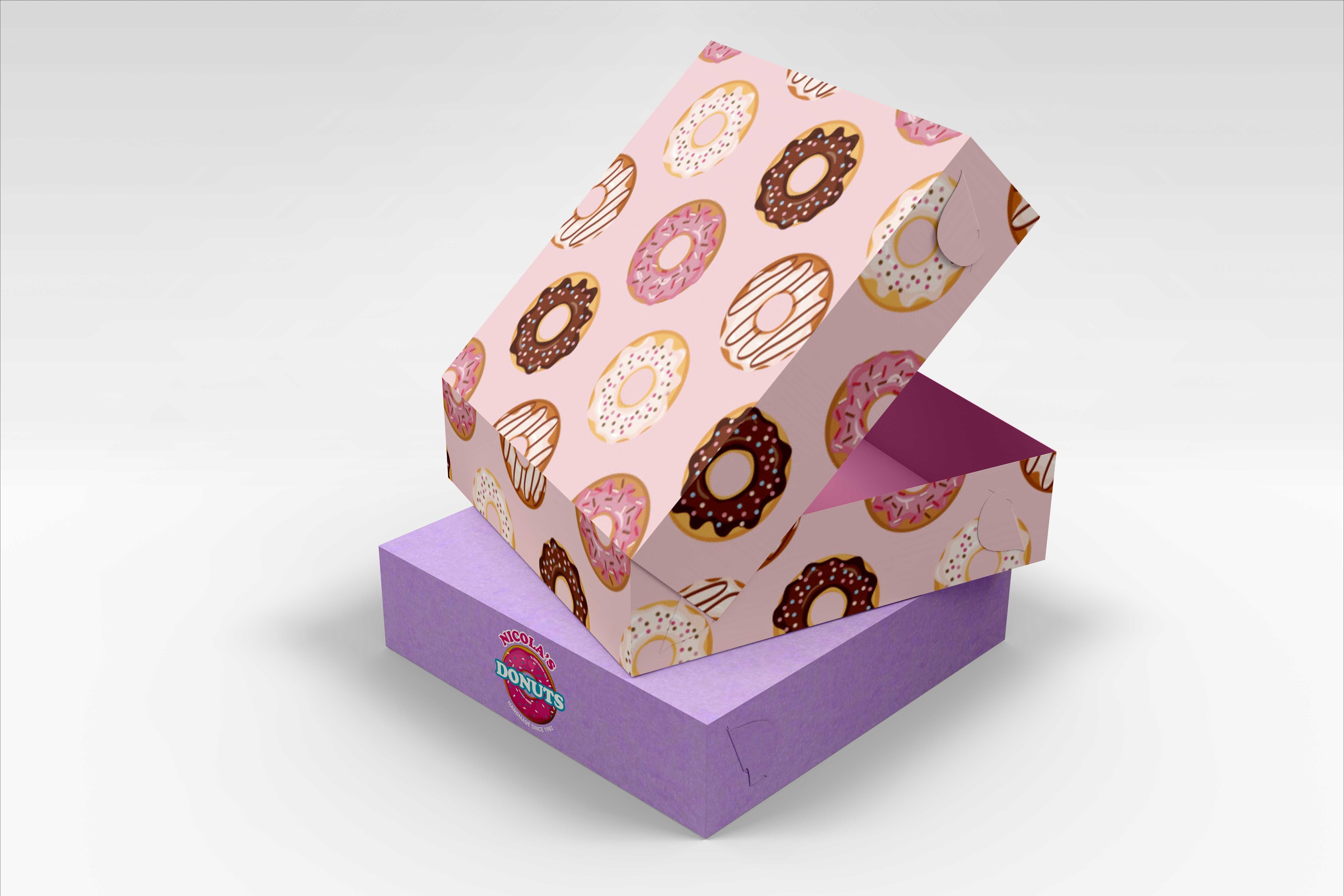 21 x 21 x 8.5cm Custom Branded 4 Donut Box