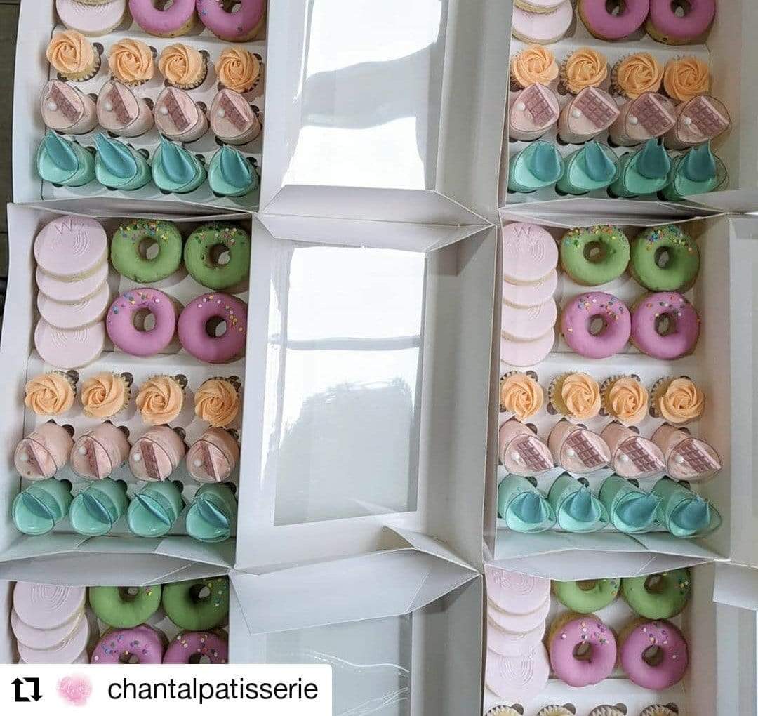 24 Mini Cupcake Boxes with Clear Window - Gloss White