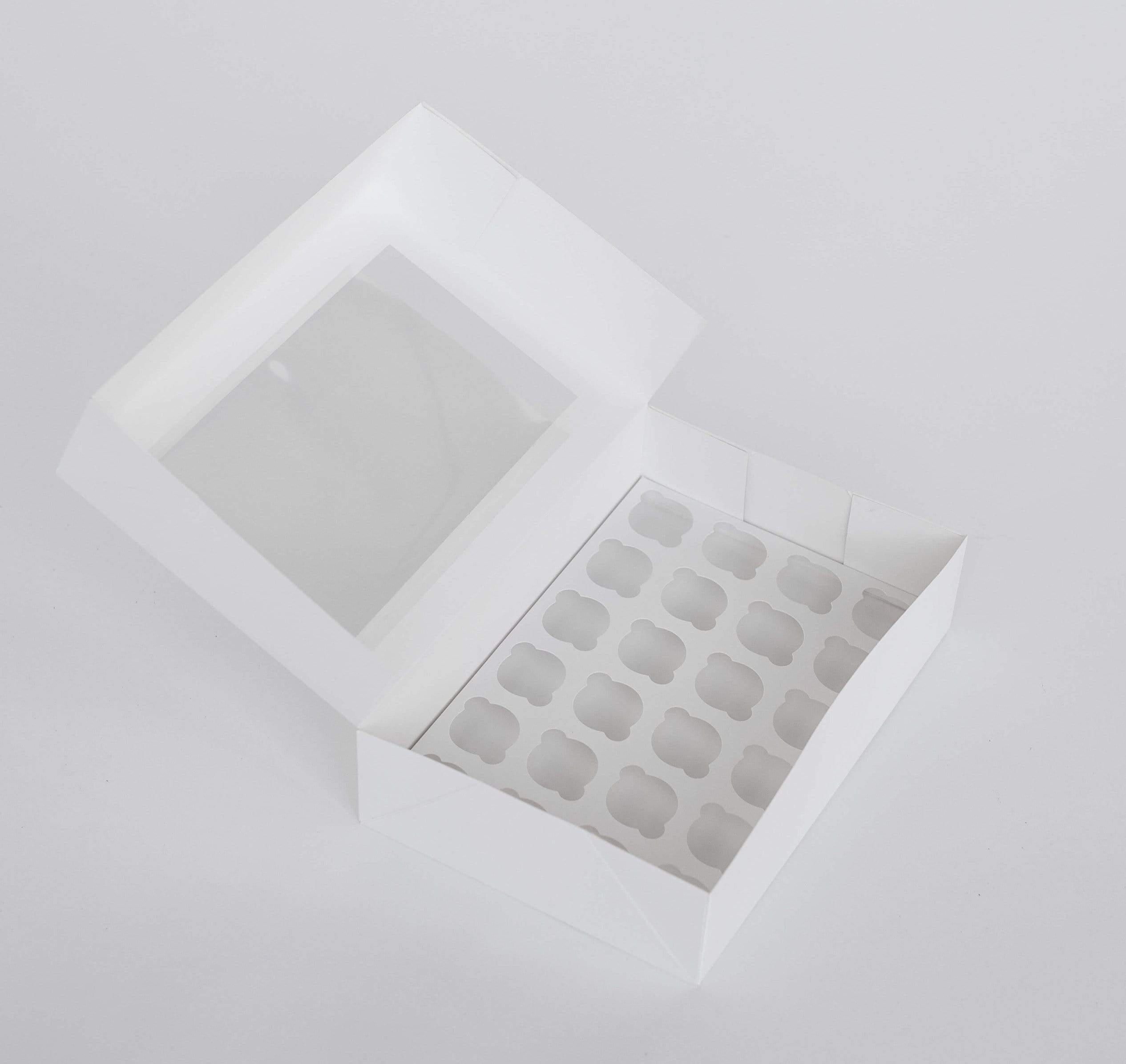 24 Mini Cupcake Boxes with Clear Window - Gloss White