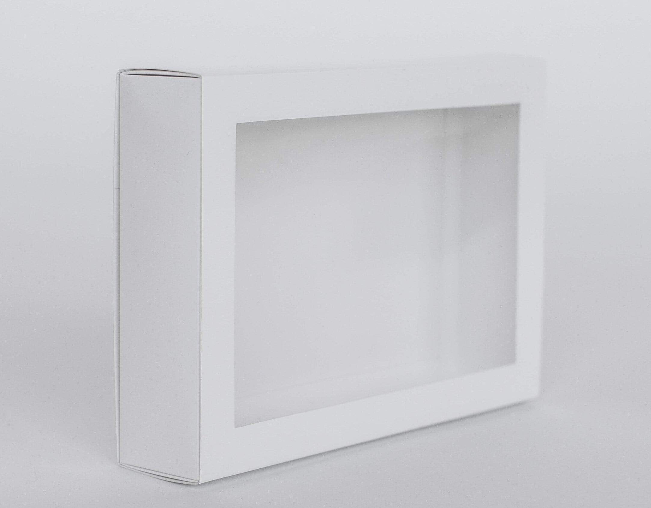 25.5 x 17.5 x 5cm Large Cookie Dessert Box with Slide Cover & Clear Window - Gloss White