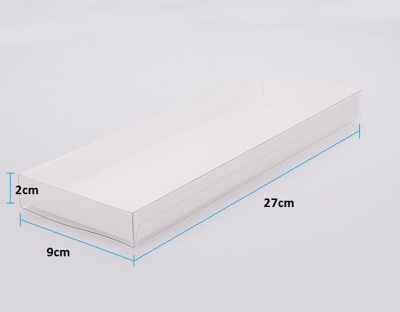 27 x 9 x 2cm Triple Cookie Dessert Box with Clear Slide Cover - Gloss White