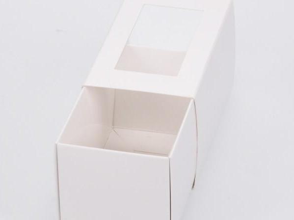 3 Macaron Dessert Box with Slide Cover & Clear Window - Gloss White