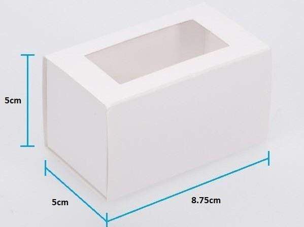 3 Macaron Dessert Box with Slide Cover & Clear Window - Gloss White