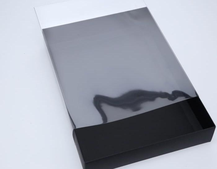 32 x 23 x 5cm X-Large Cookie Dessert Box with Clear Slide Cover - Black Designer Range