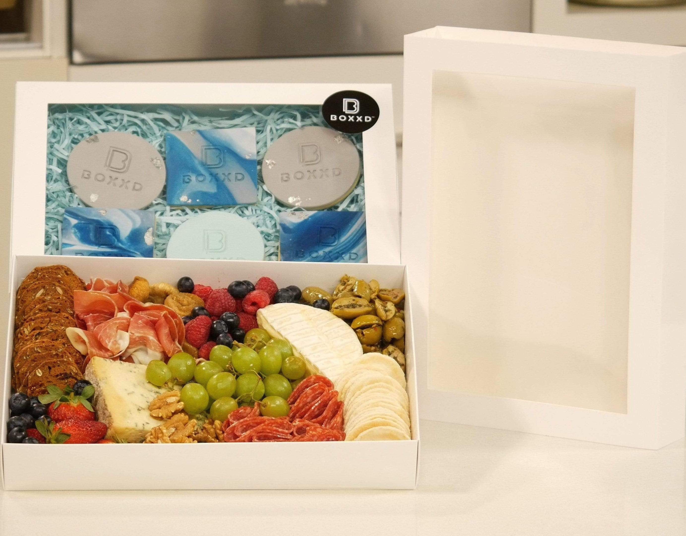 32 x 23 x 5cm X-Large Cookie Dessert Box with Slide Cover & Clear Window - Gloss White