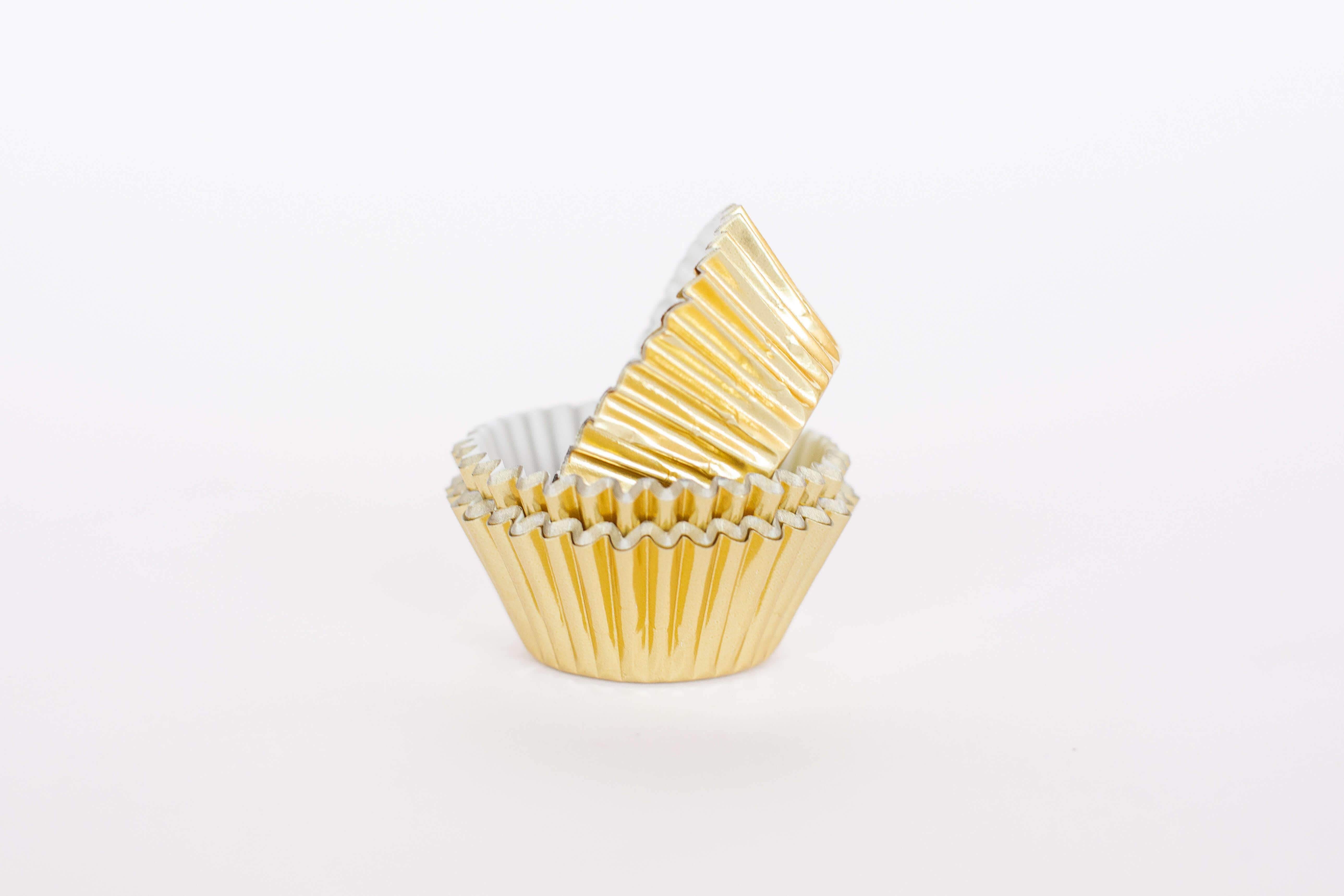#390 (Mini Cupcake) 1000 Qty, Gold Foil Patty Pans - Baking Cups