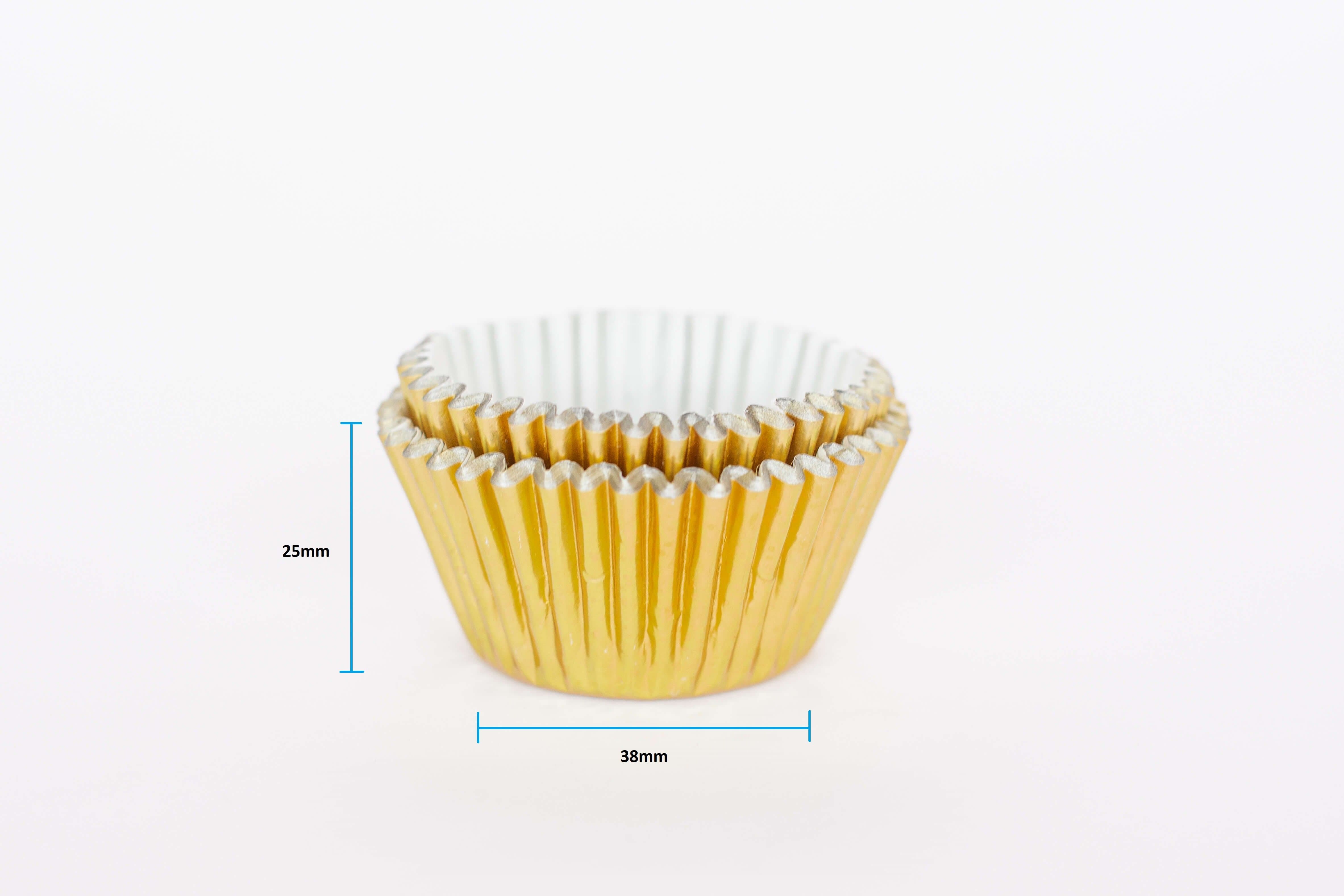 #390 (Mini Cupcake) 1000 Qty, Gold Foil Patty Pans - Baking Cups