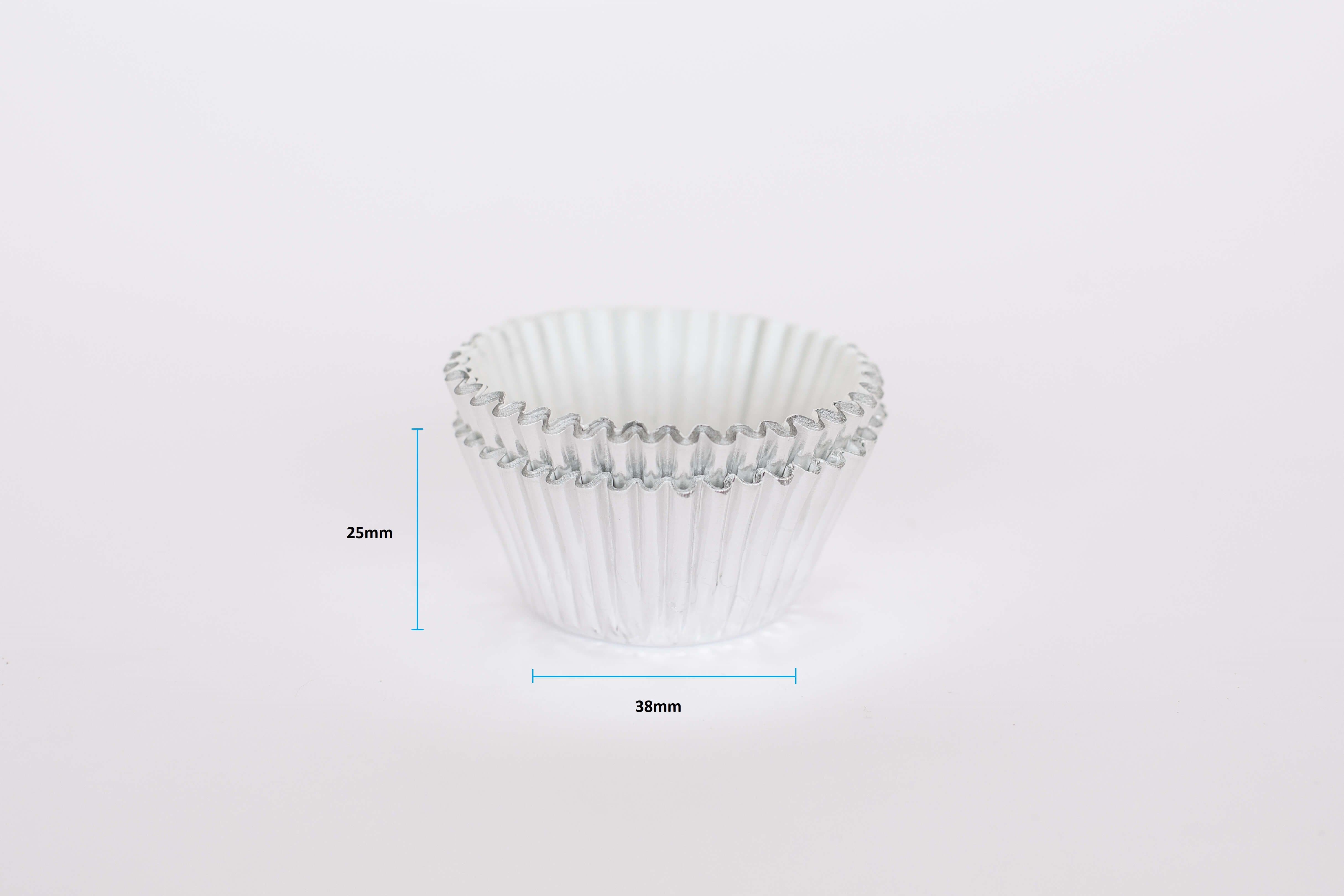 #390 (Mini Cupcake) 1000 Qty, Silver Foil Patty Pans - Baking Cups