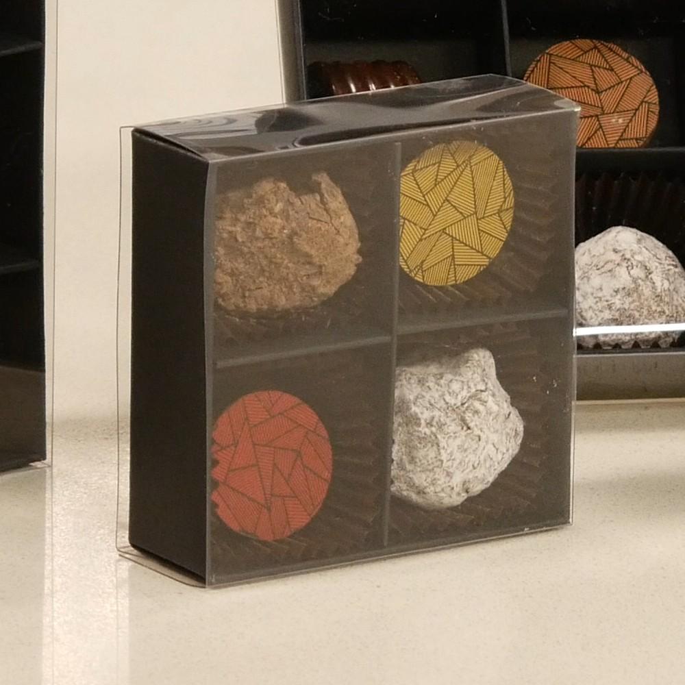 4 Chocolate Box with Clear Slide Cover - Black Designer Range