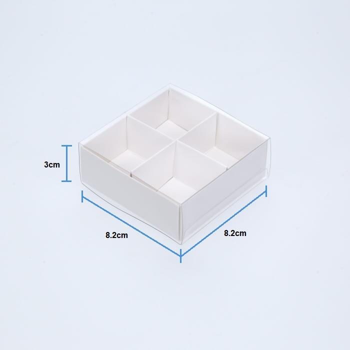 4 Chocolate Box with Clear Slide Cover - Gloss White