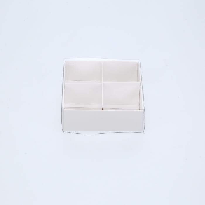 4 Chocolate Box with Clear Slide Cover - Gloss White