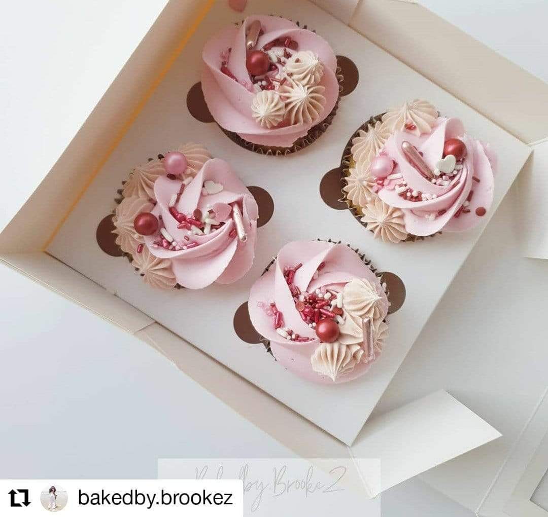 4 Mini Cupcake Boxes with Clear Window - Gloss White