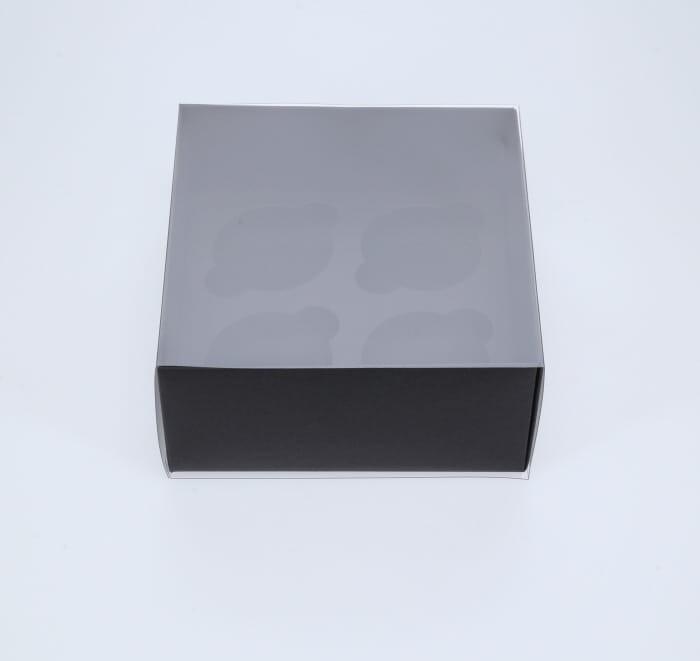 4 Regular Cupcake Boxes with Clear Slide Cover - Black Designer Range