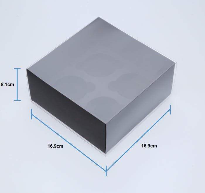 4 Regular Cupcake Boxes with Clear Slide Cover - Black Designer Range