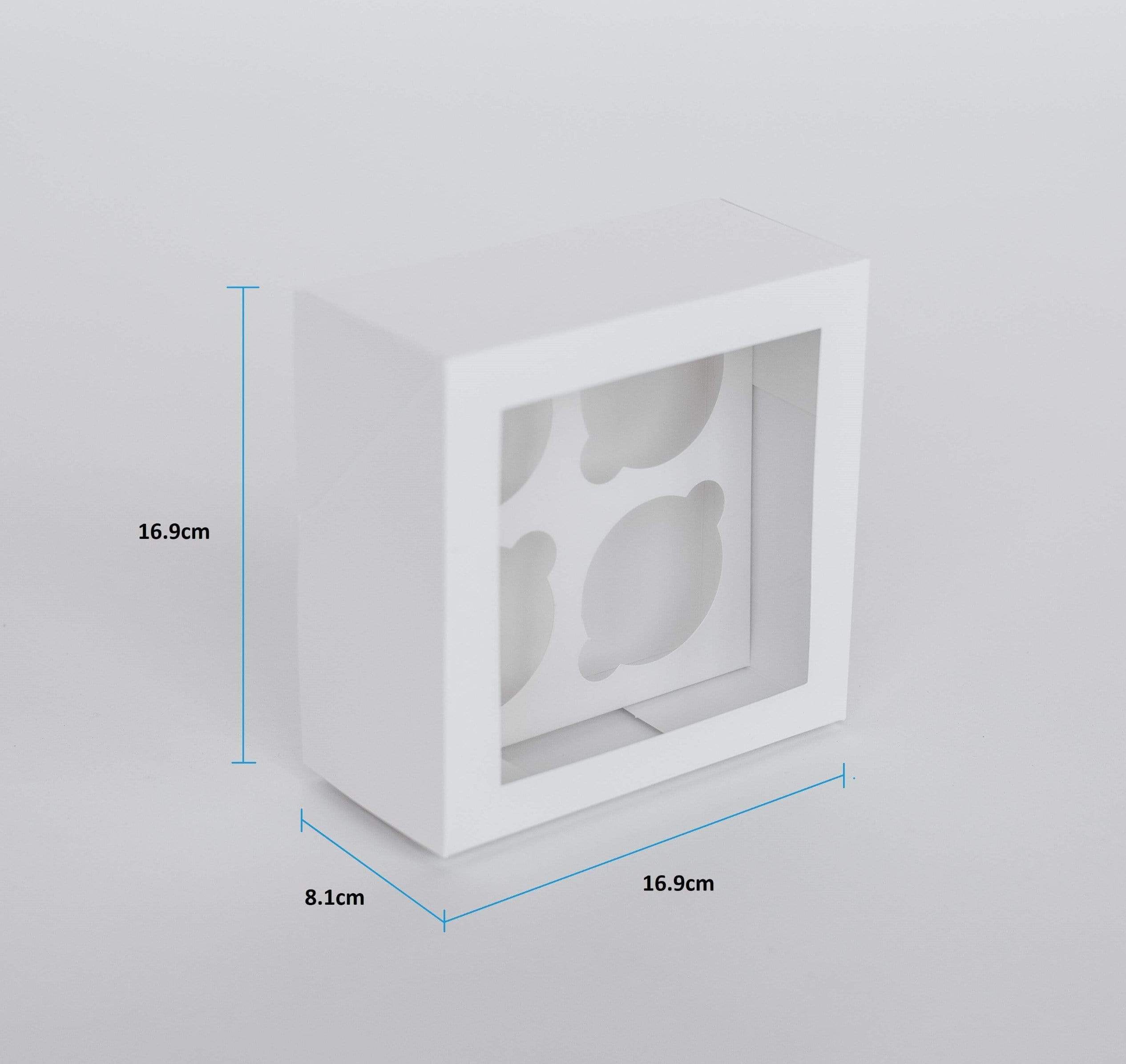 4 Regular Cupcake Boxes with Clear Window - Gloss White