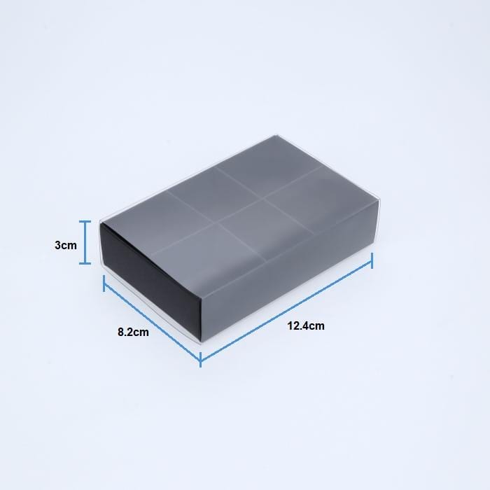 6 Chocolate Box with Clear Slide Cover - Black Designer Range