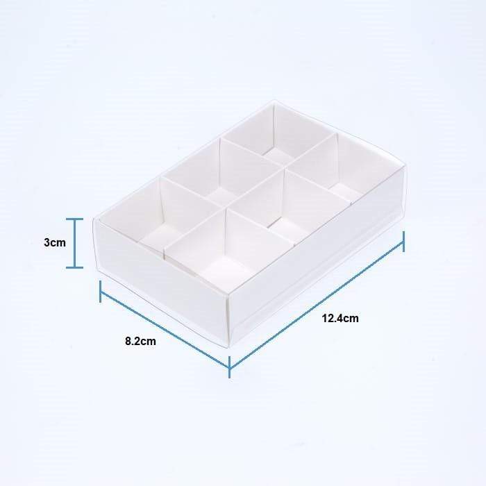 6 Chocolate Box with Clear Slide Cover - Gloss White