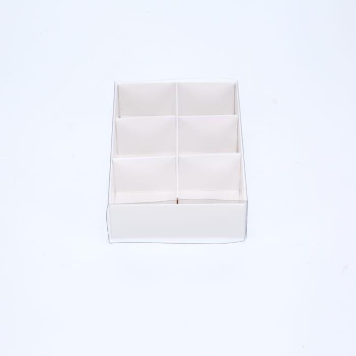 6 Chocolate Box with Clear Slide Cover - Gloss White