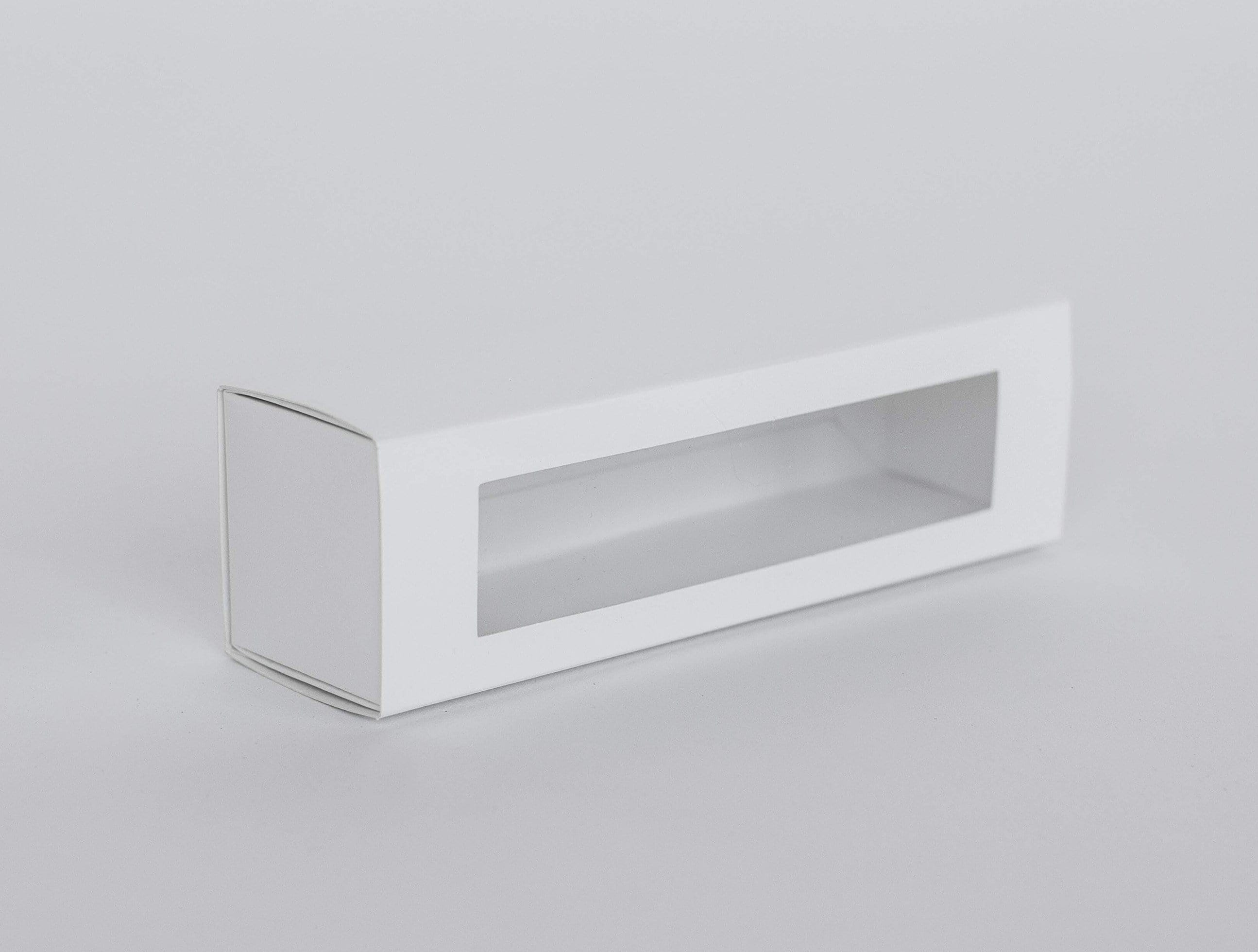 6 Macaron Dessert Box with Slide Cover & Clear Window - Gloss White