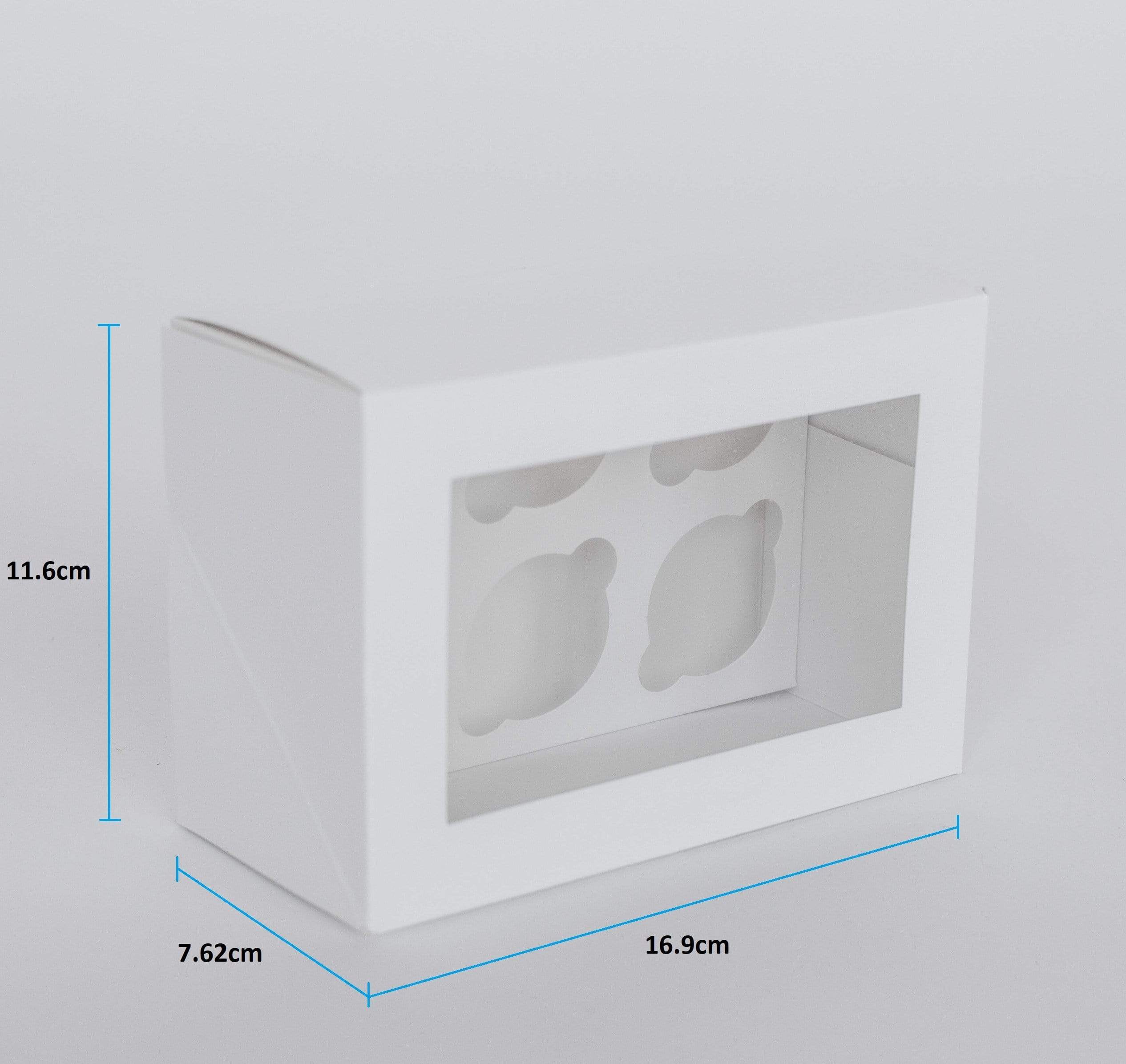 6 Mini Cupcake Boxes with Clear Window - Gloss White