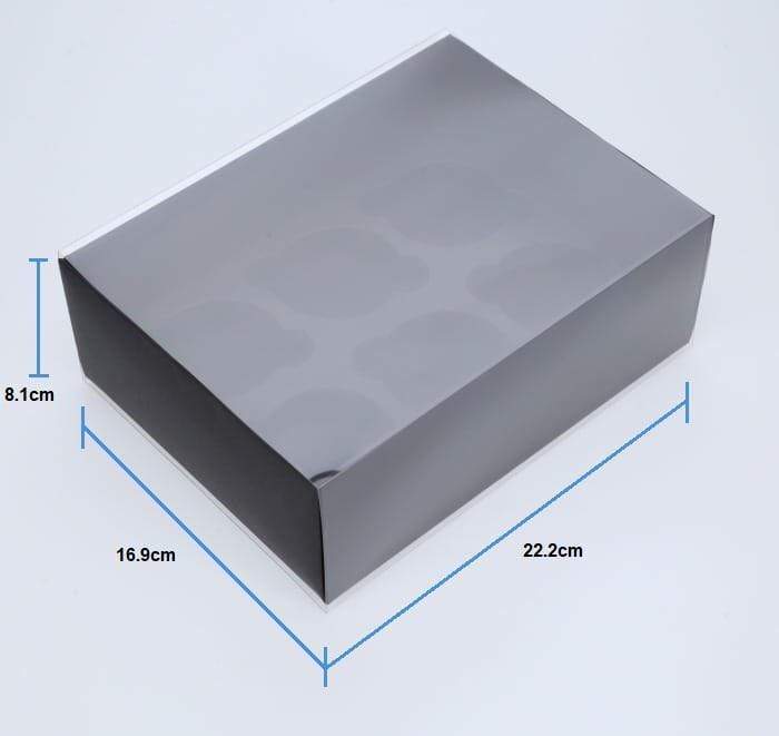 6 Regular Cupcake Boxes with Clear Slide Cover - Black Designer Range