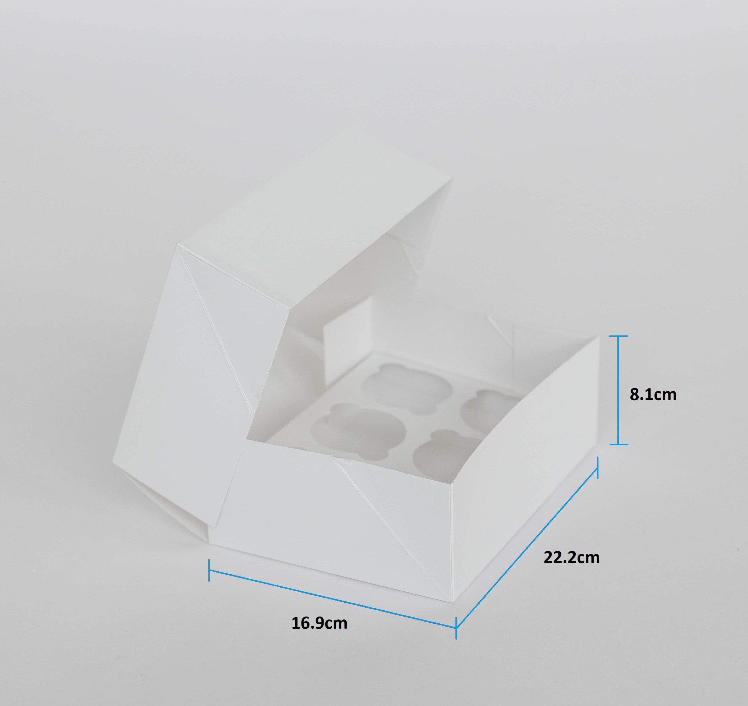 6 Regular Cupcake Boxes with Clear Window - Gloss White