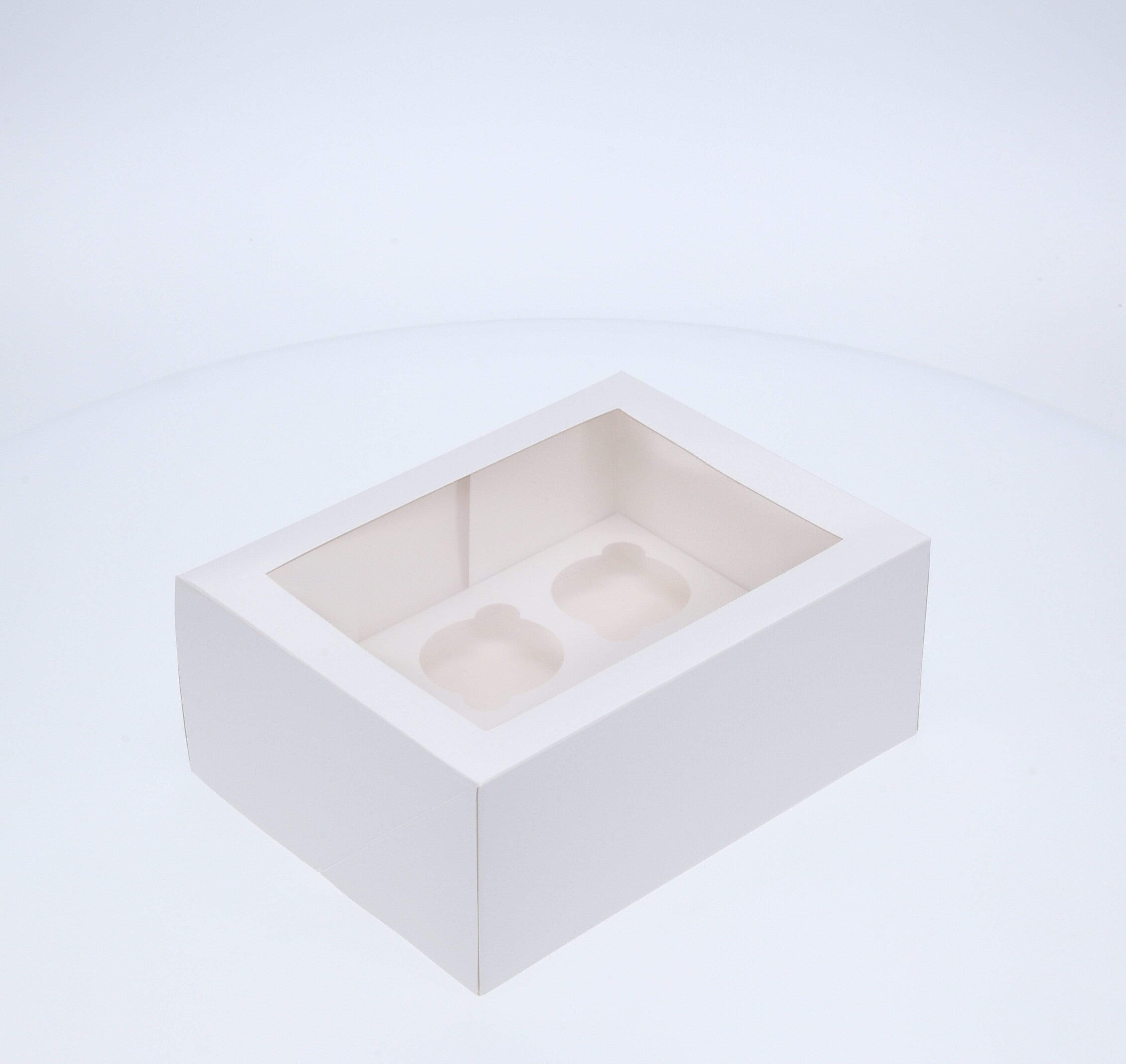 6 Regular Tall Cupcake Boxes with Clear Window - Gloss White