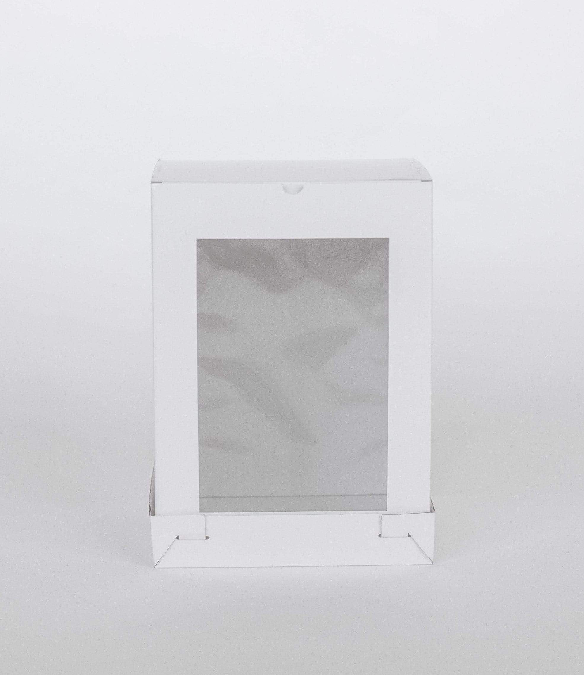 8” x 8” x 14” Tall Height Cake Box with Front Clear Window - Gloss White