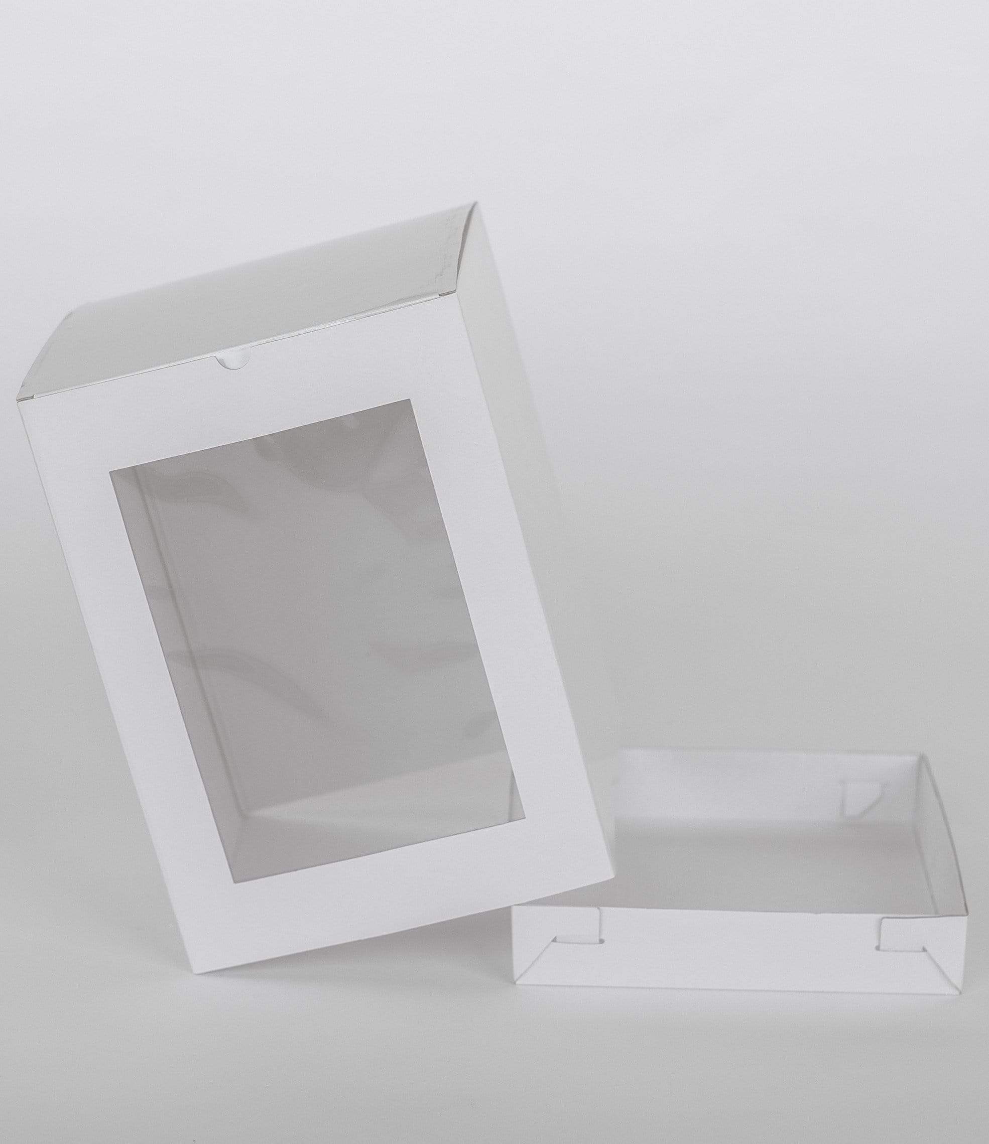 8” x 8” x 14” Tall Height Cake Box with Front Clear Window - Gloss White