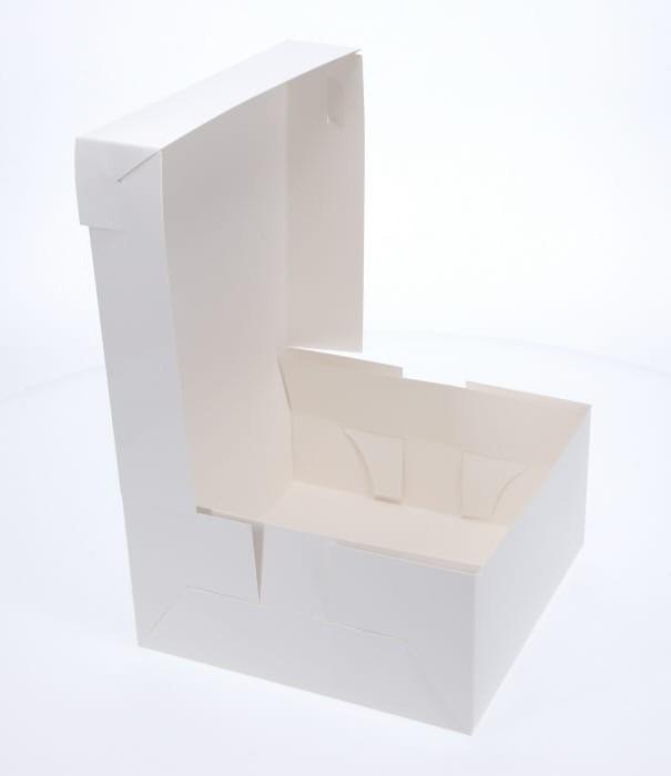 8” x 8” x 4” Low Height Cake Dessert Box with Top Cover - Gloss White