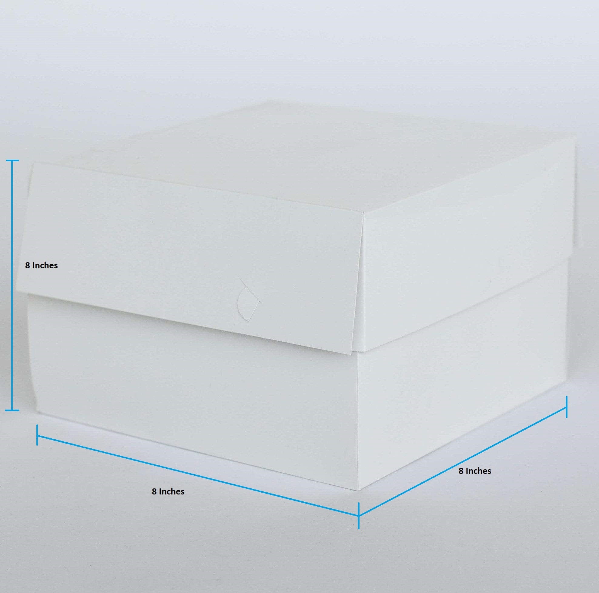 8” x 8” x 8” Standard Height Cake Dessert Box with Top Cover - Gloss White