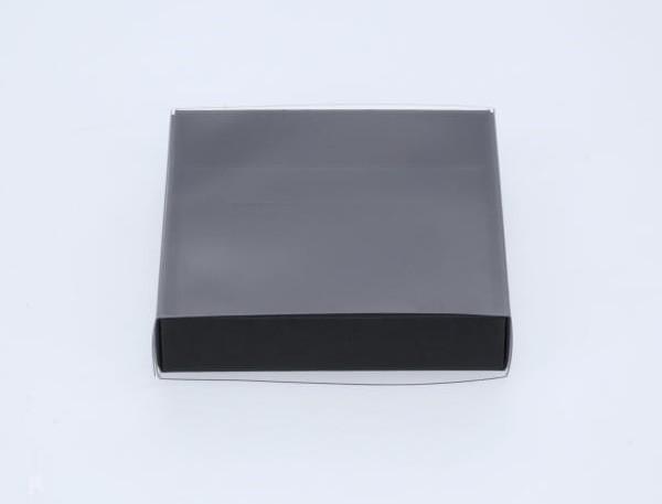 9 x 9 x 2cm Single Cookie Dessert Box with Clear Slide Cover - Black Designer Range