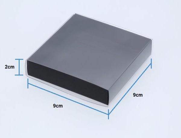9 x 9 x 2cm Single Cookie Dessert Box with Clear Slide Cover - Black Designer Range