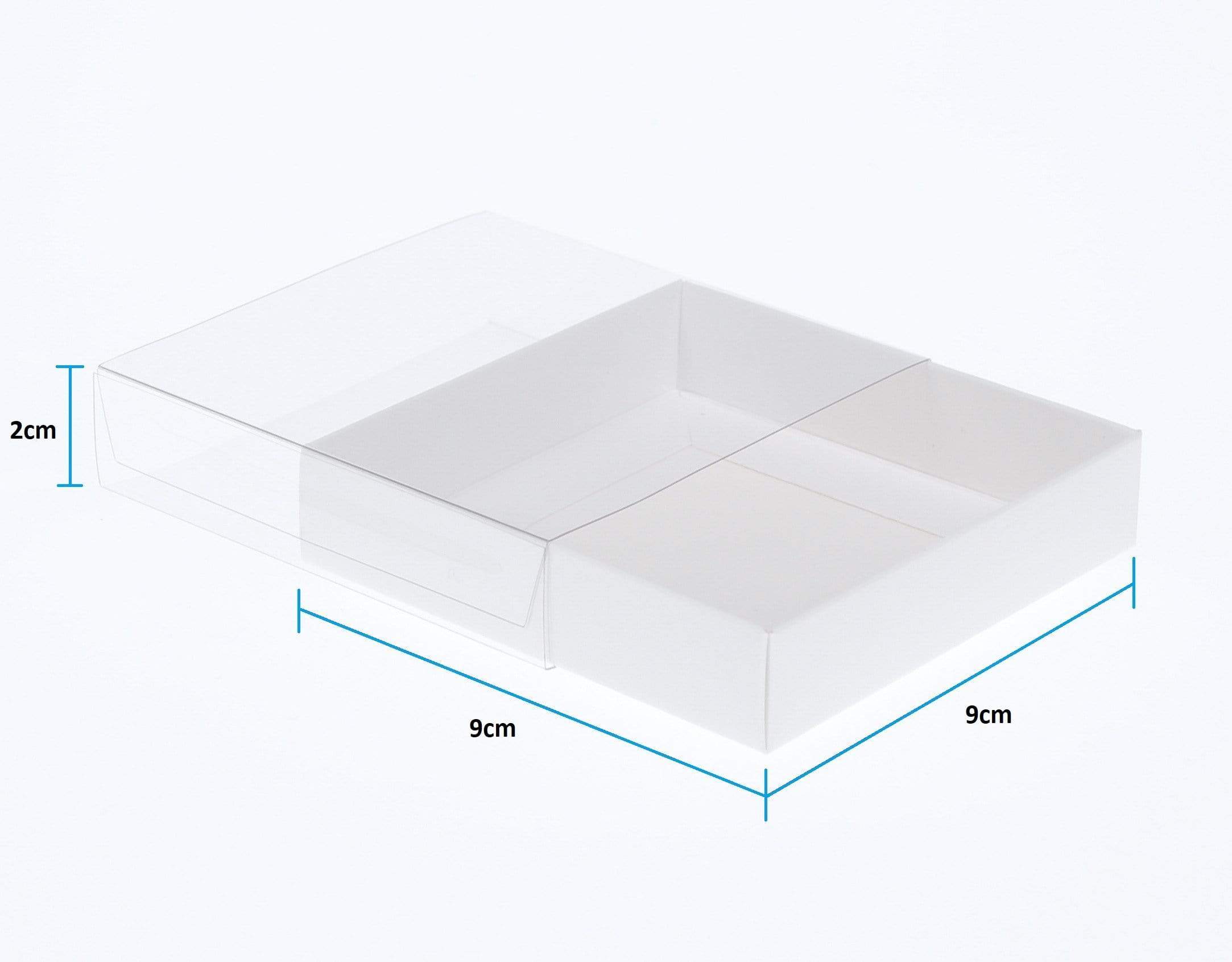 9 x 9 x 2cm Single Cookie Dessert Box with Clear Slide Cover - Gloss White